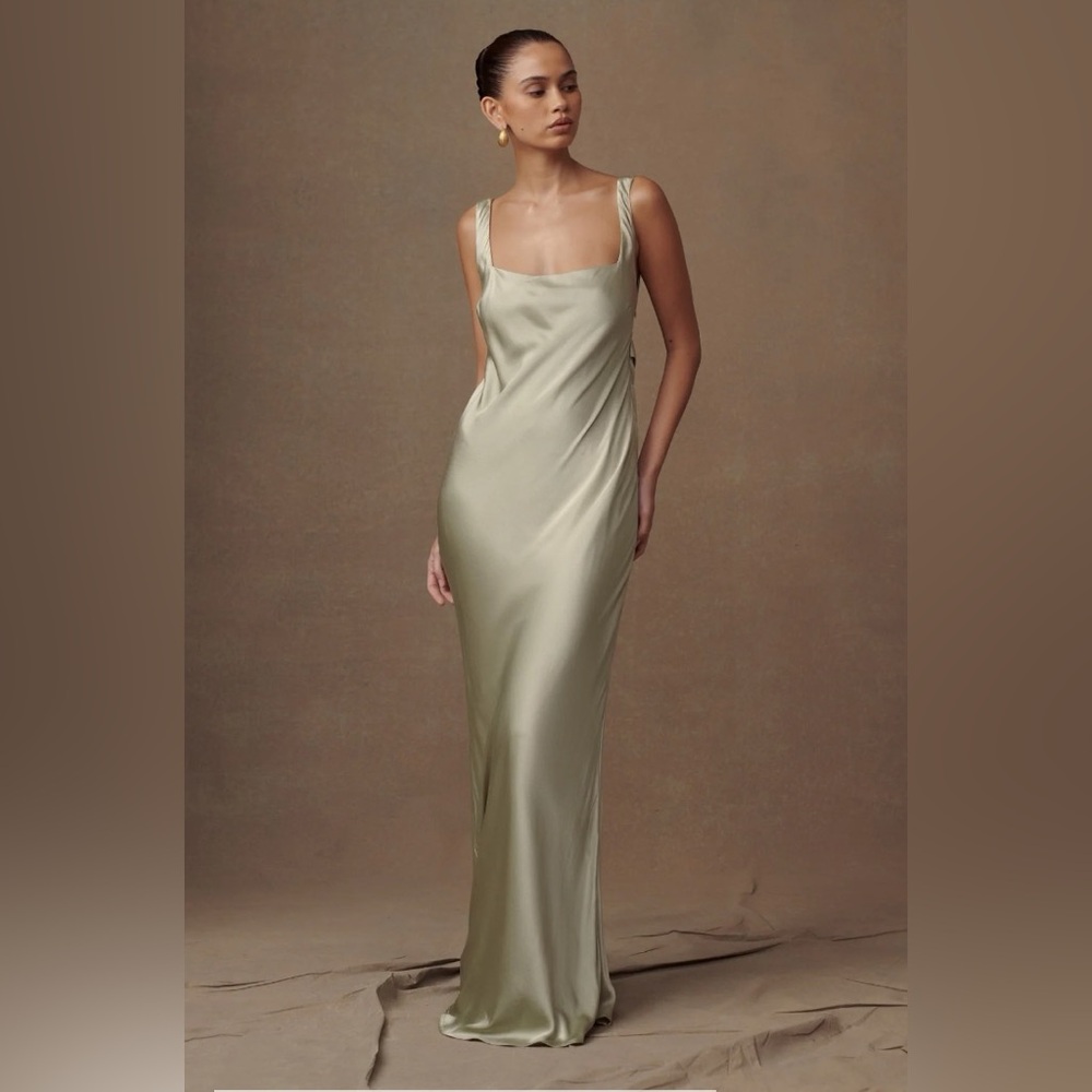 Meshki Ensley Satin Maxi Dress - Sage